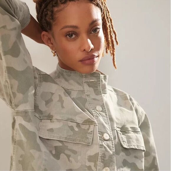 Anthropologie Muted Camo Denim Boyfriend Jacket - Picture 7 of 14